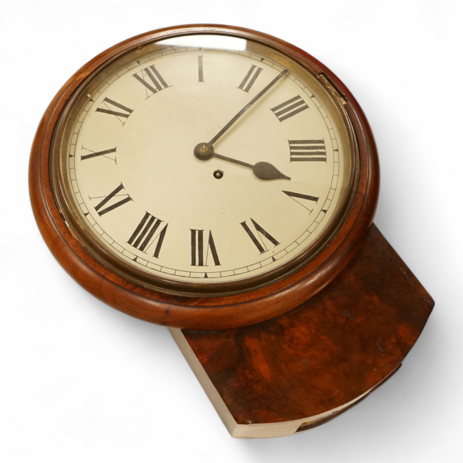 A Victorian mahogany drop dial fusee wall timepiece, 47cm